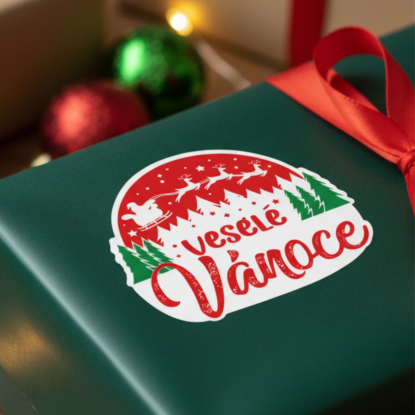 Sada 10 kusů Vánoční nálepky "Veselé Vánoce"