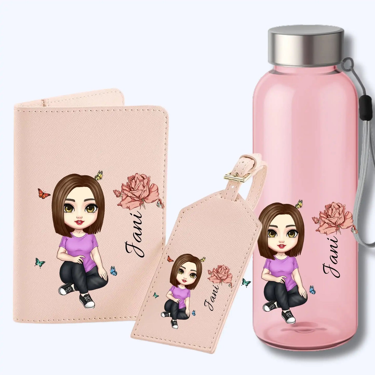 Sada visačka a pouzdro na pas a dokumenty + Tritanová láhev na pití, 500ml