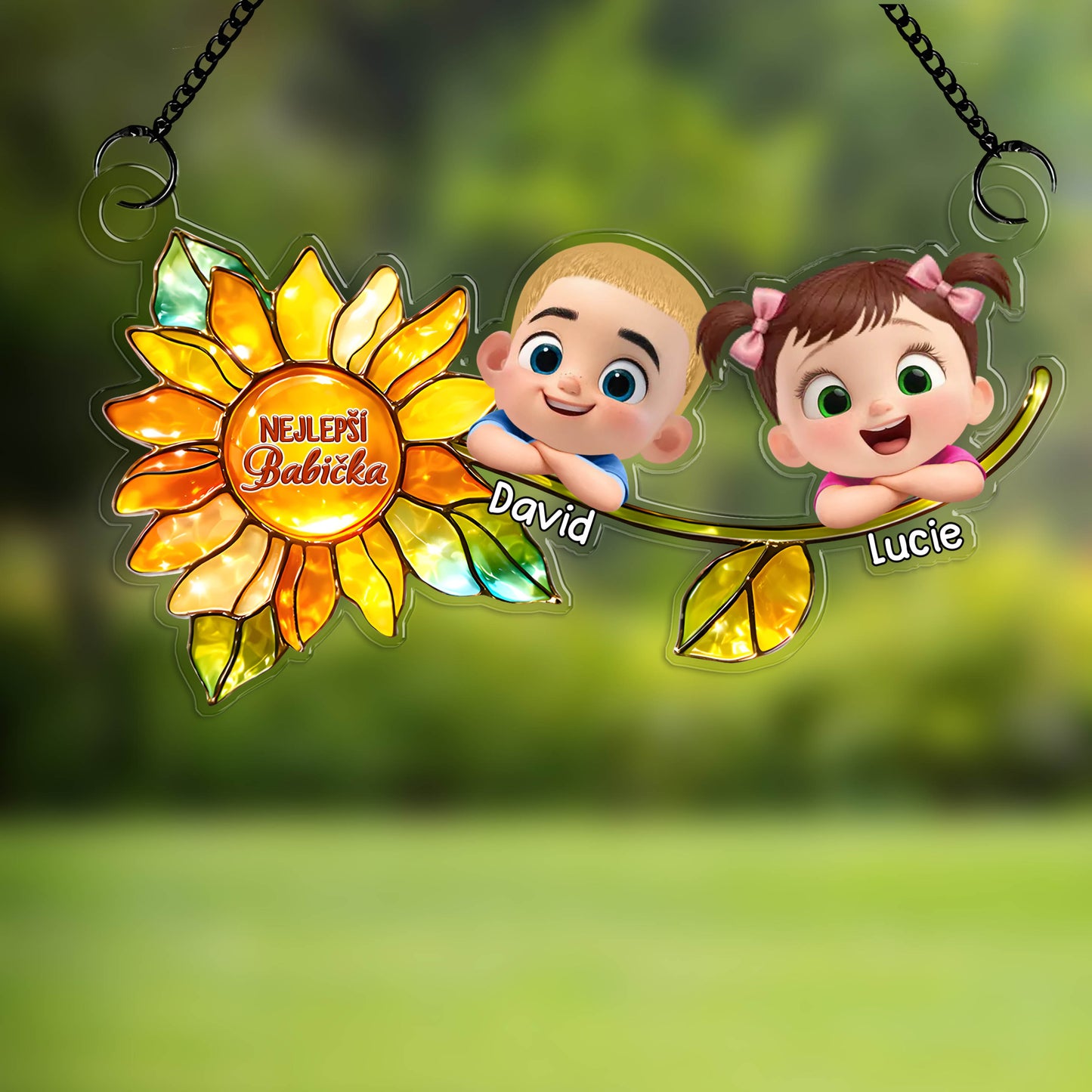 Personalizovaný lapač slunce – Nejlepší babička (vlastní postavičky a jména)