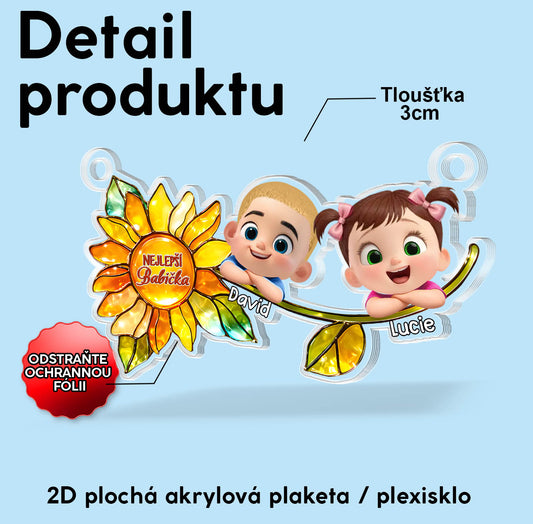 Personalizovaný lapač slunce – Nejlepší babička (vlastní postavičky a jména)