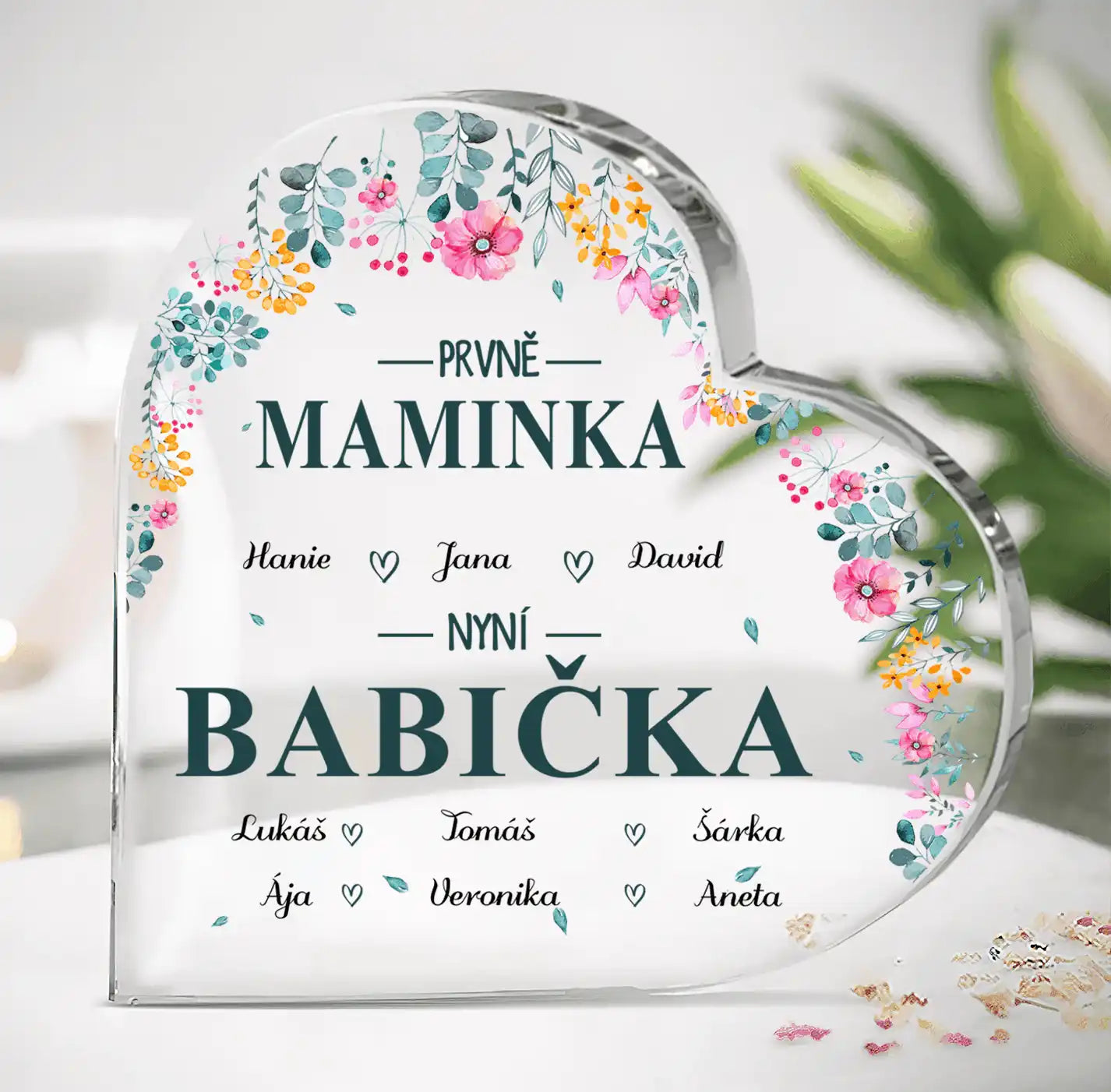 Akrylový plak - Prvně máma nyní babička 2 - až 10 vnoučat - Climo.cz