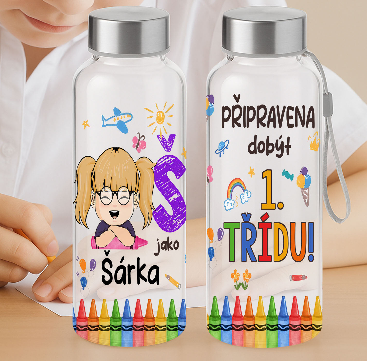 Tritánová láhev, 500 ml, transparentní, pro děti s vlastním jménem 4