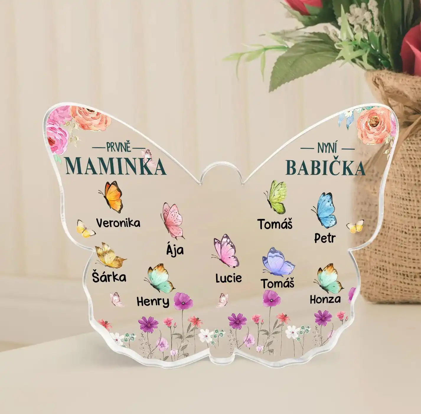 Akrylový plak - Pro babičku s motýly