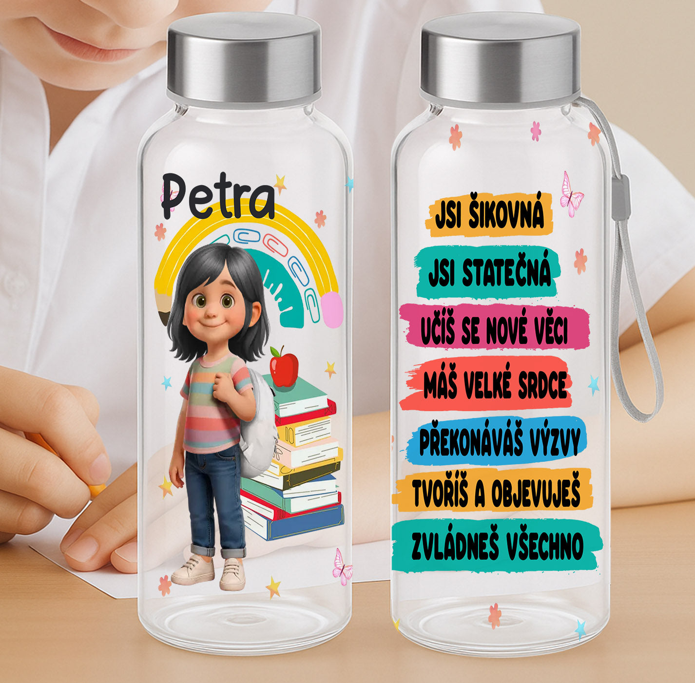 Tritánová láhev, 500 ml, transparentní, pro děti s vlastním jménem 2