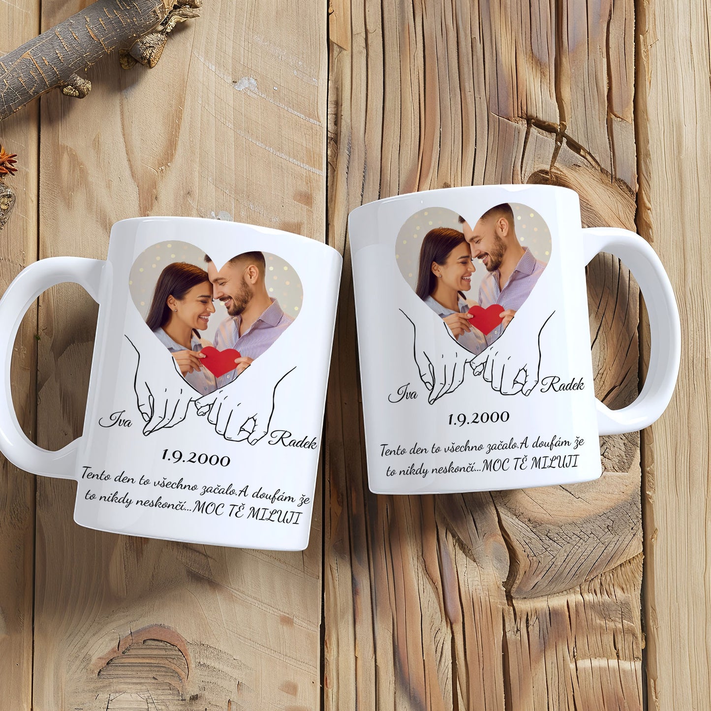 Sada 2 hrnky - Spojené ruce + Foto