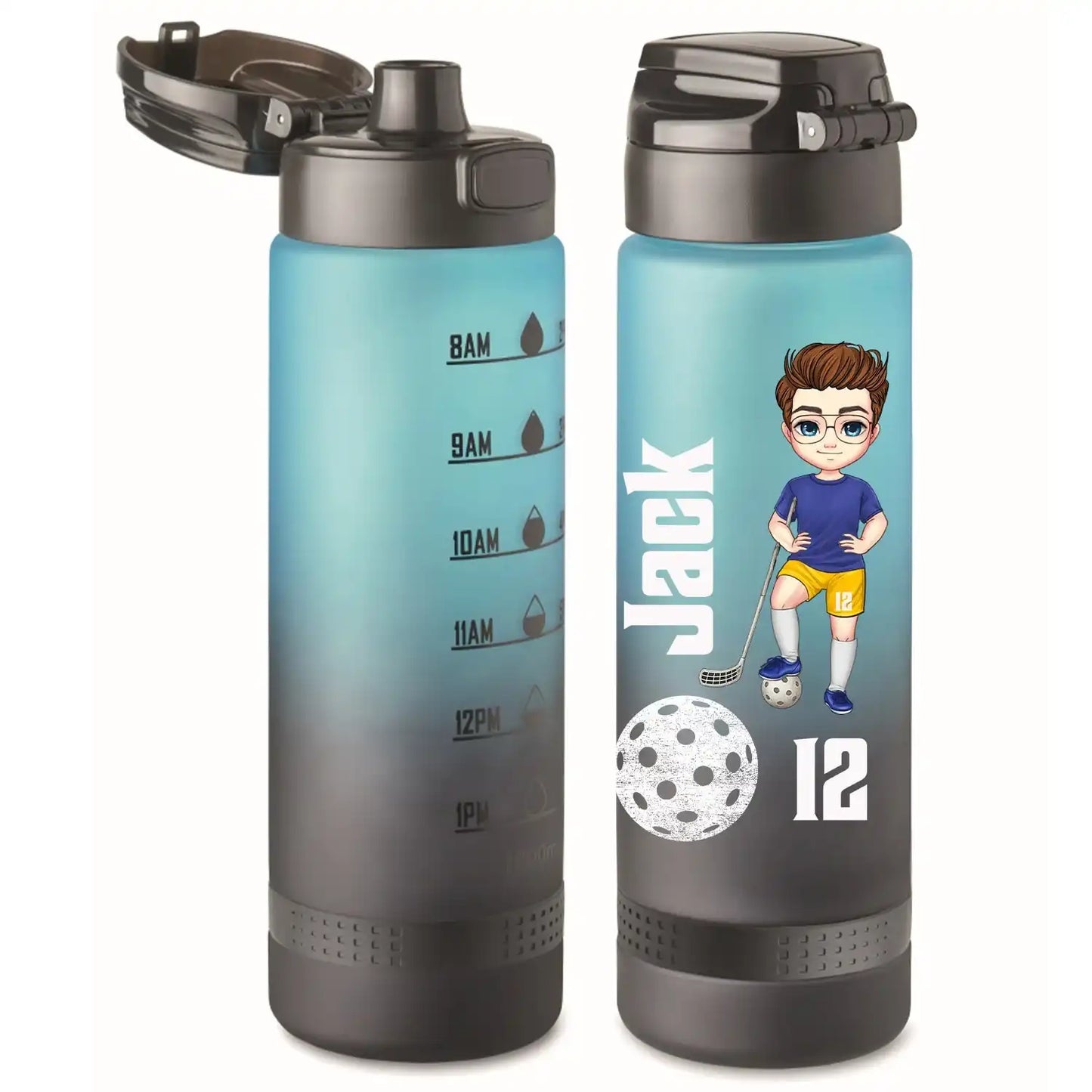 Sportovní RPET láhev na vodu 1L - florbal s vlastním jménem