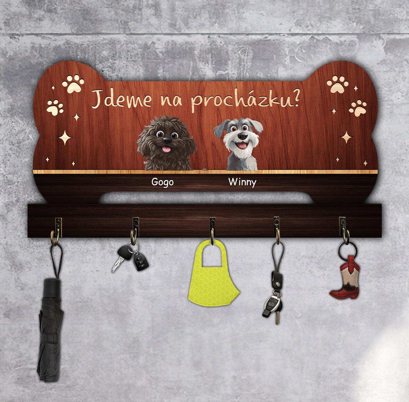 Dřevěný věšák na vodítka s vlastním motivem