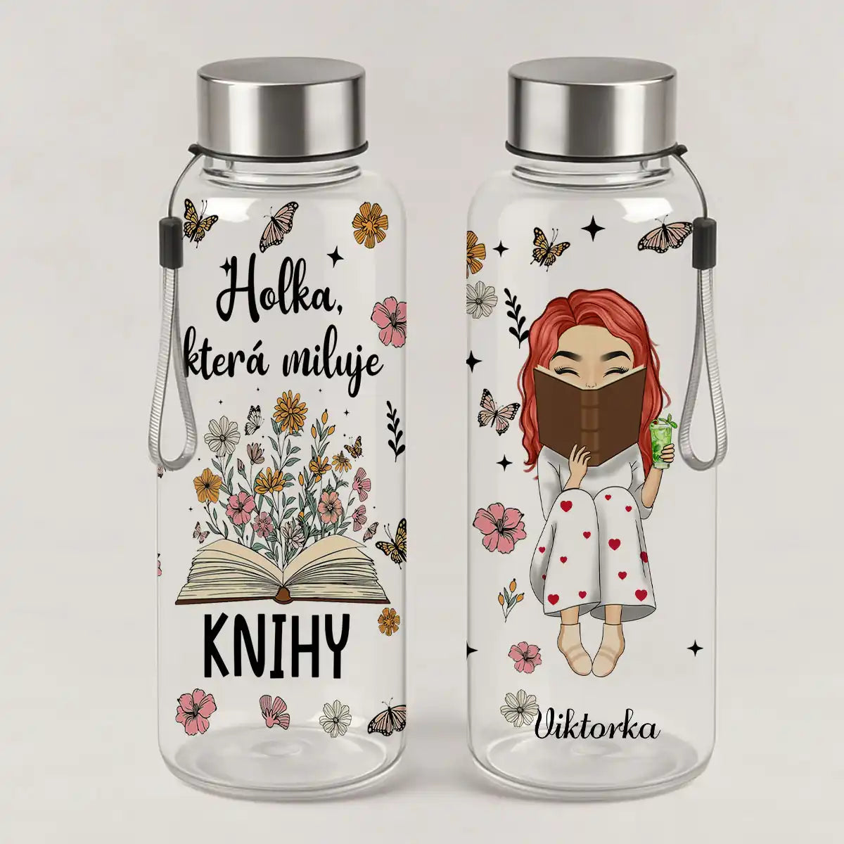 Láhev na pití z RPET, 500 ml, transparentní - pro milovnice čtení