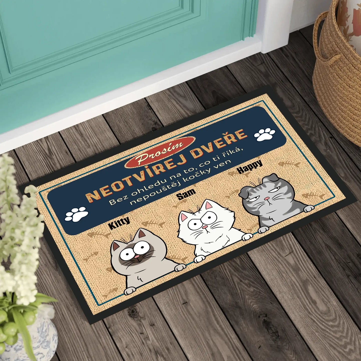 Rohožka - Neotvírej dveře. Bez ohledu na to, co ti říká, nepouštěj mazlíčky ven - Climo.cz