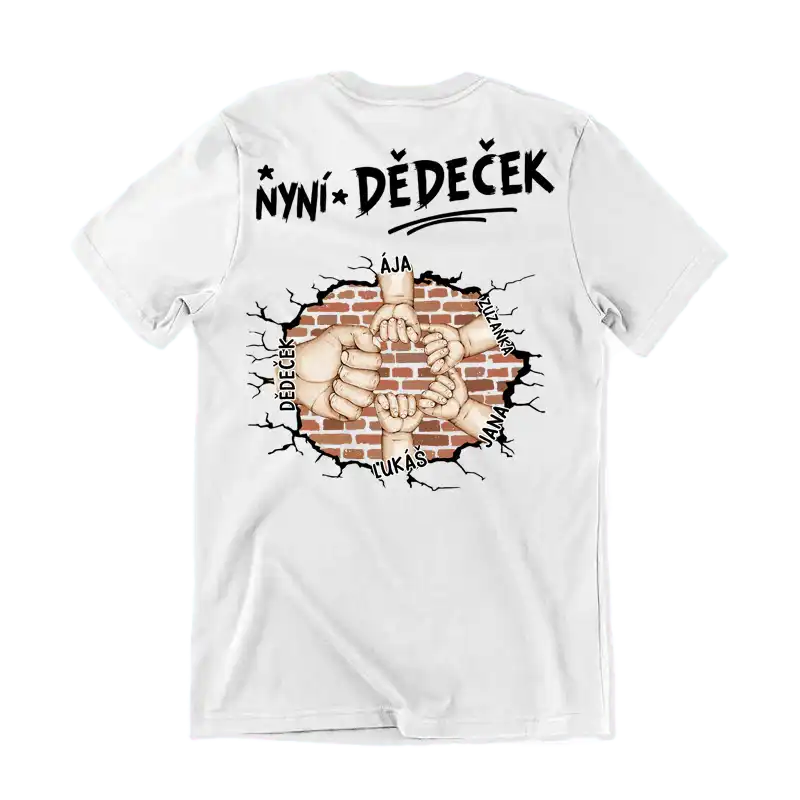 Tričko - Prvně Táta nyní Dědeček 2 - až 10 vnoučat - oboustranný tisk - Climo.cz