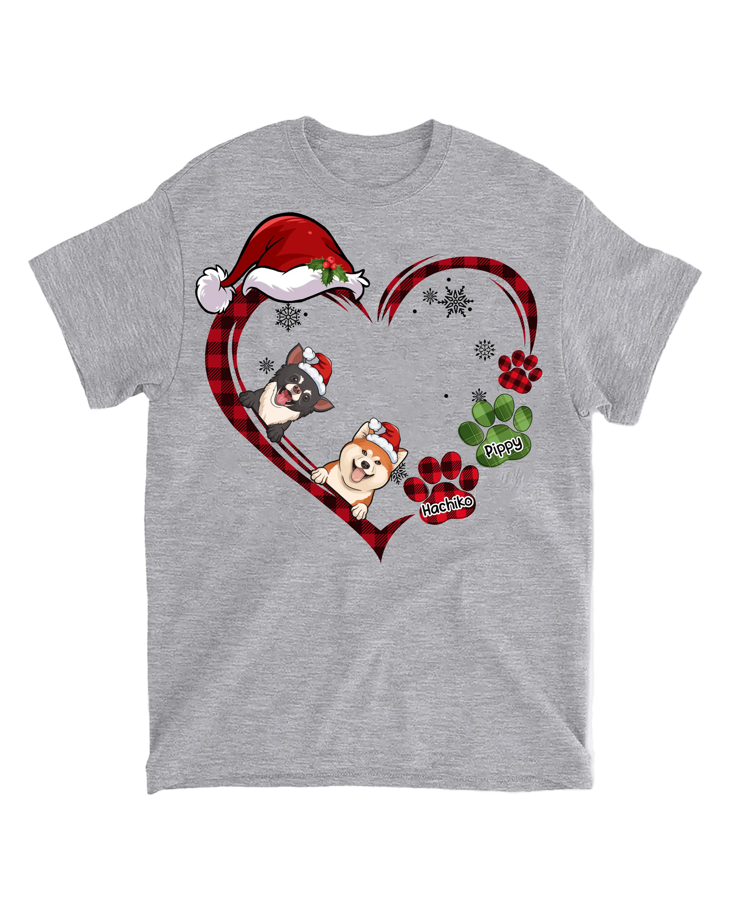 Tričko - Vánoční srdce 2 - až 4 mazlíčci - Climo.cz