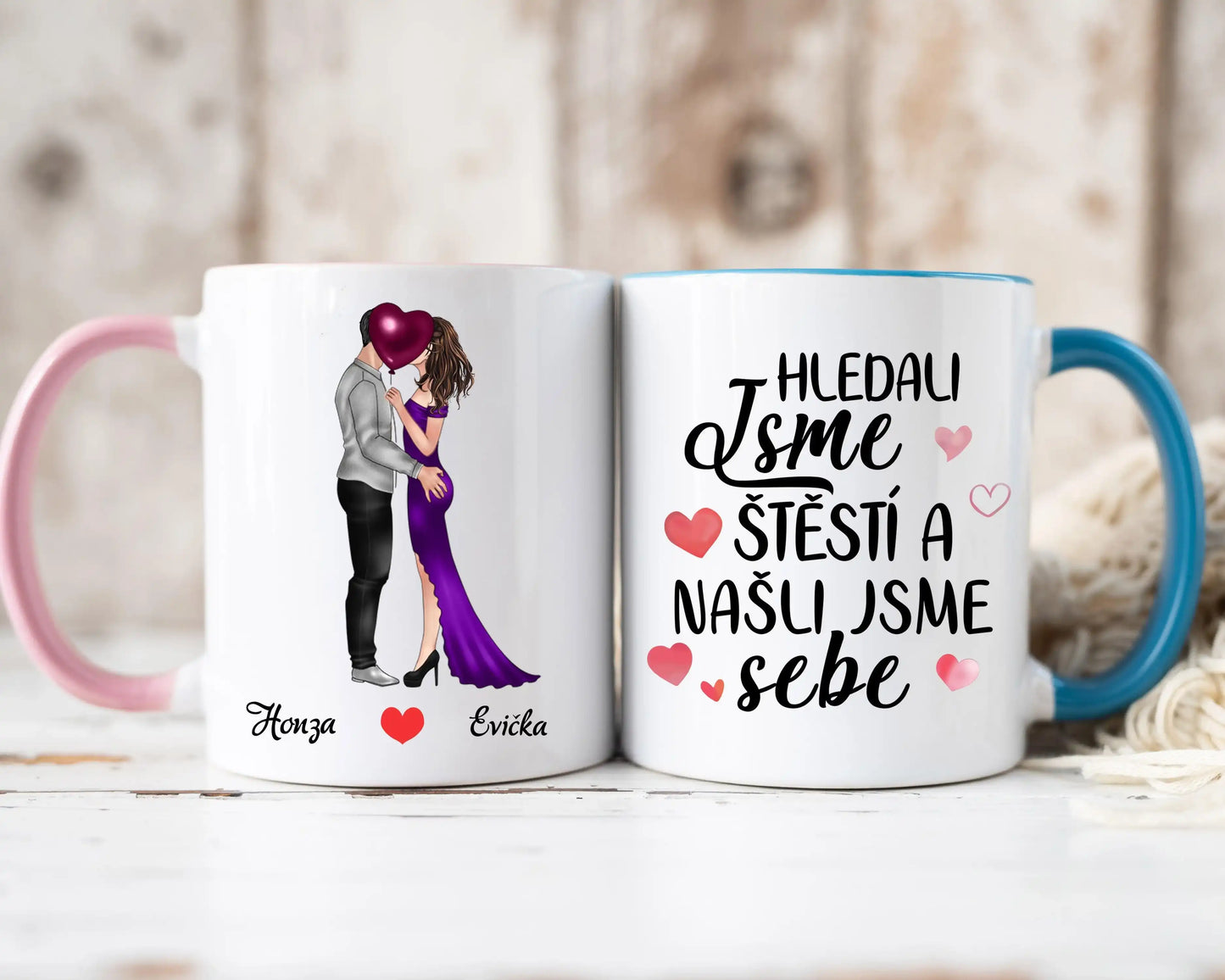 Hrnek - Líbající se pár - Hledali jsme štěstí a našli jsme sebe - Climo.cz