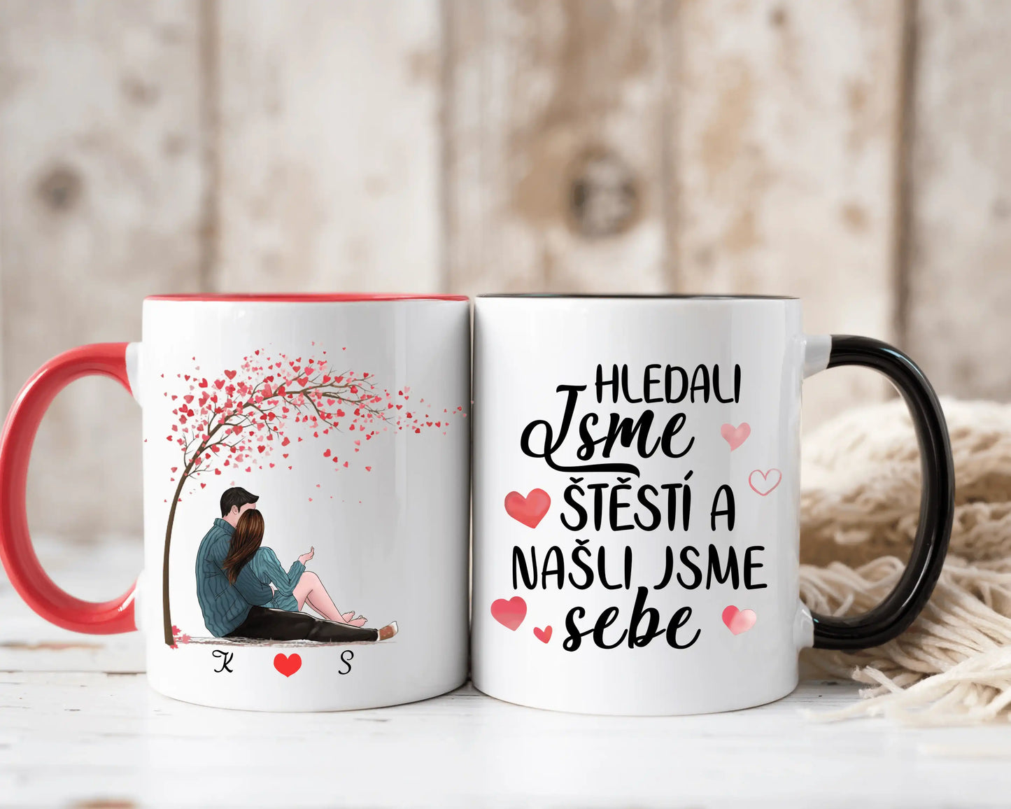 Hrnek - Objímající se pár 2 - Hledali jsme štěstí a našli jsme sebe - Climo.cz