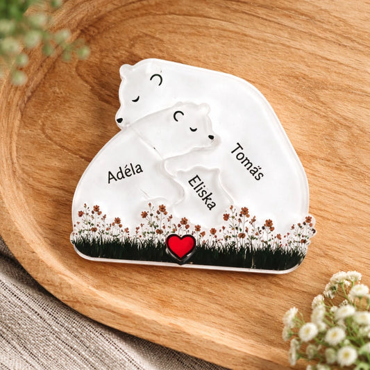 Akrylový plak - Puzzle medvědí rodinka v objetí