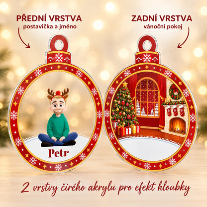 Dvouvrstvá vánoční ozdoba se jménem a postavičkou