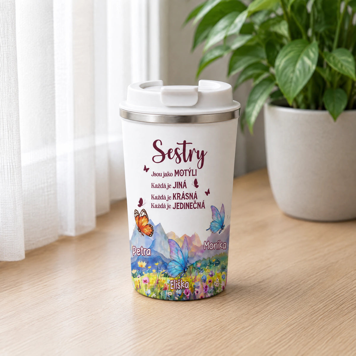 Dvoustěnný termohrnek 350 ml - Sestry jsou jako motýli
