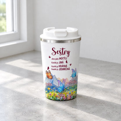 Dvoustěnný termohrnek 350 ml - Sestry jsou jako motýli