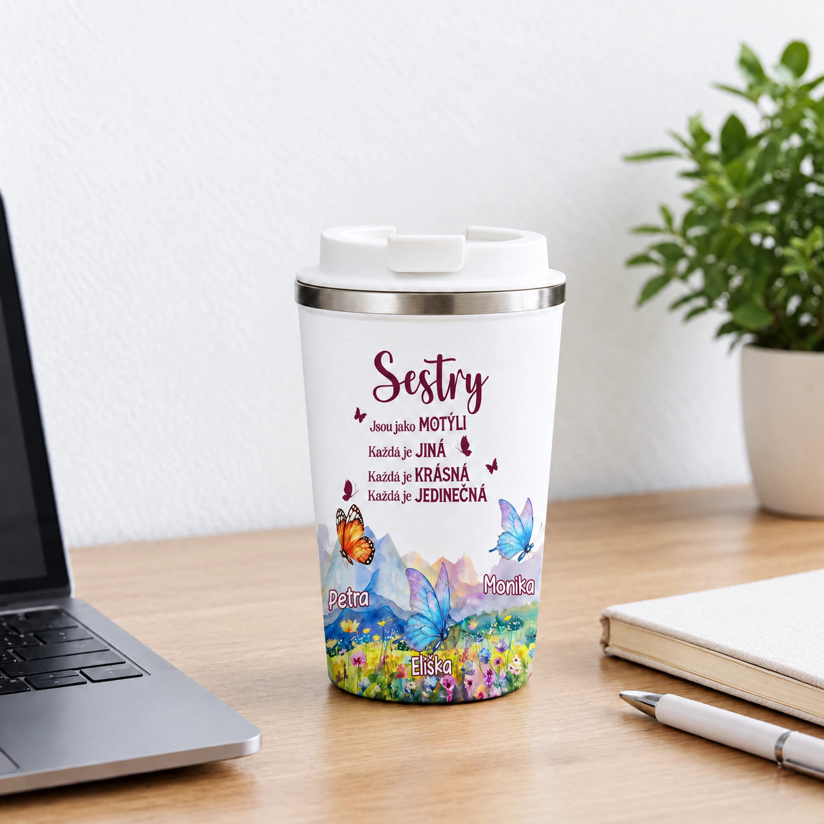 Dvoustěnný termohrnek 350 ml - Sestry jsou jako motýli