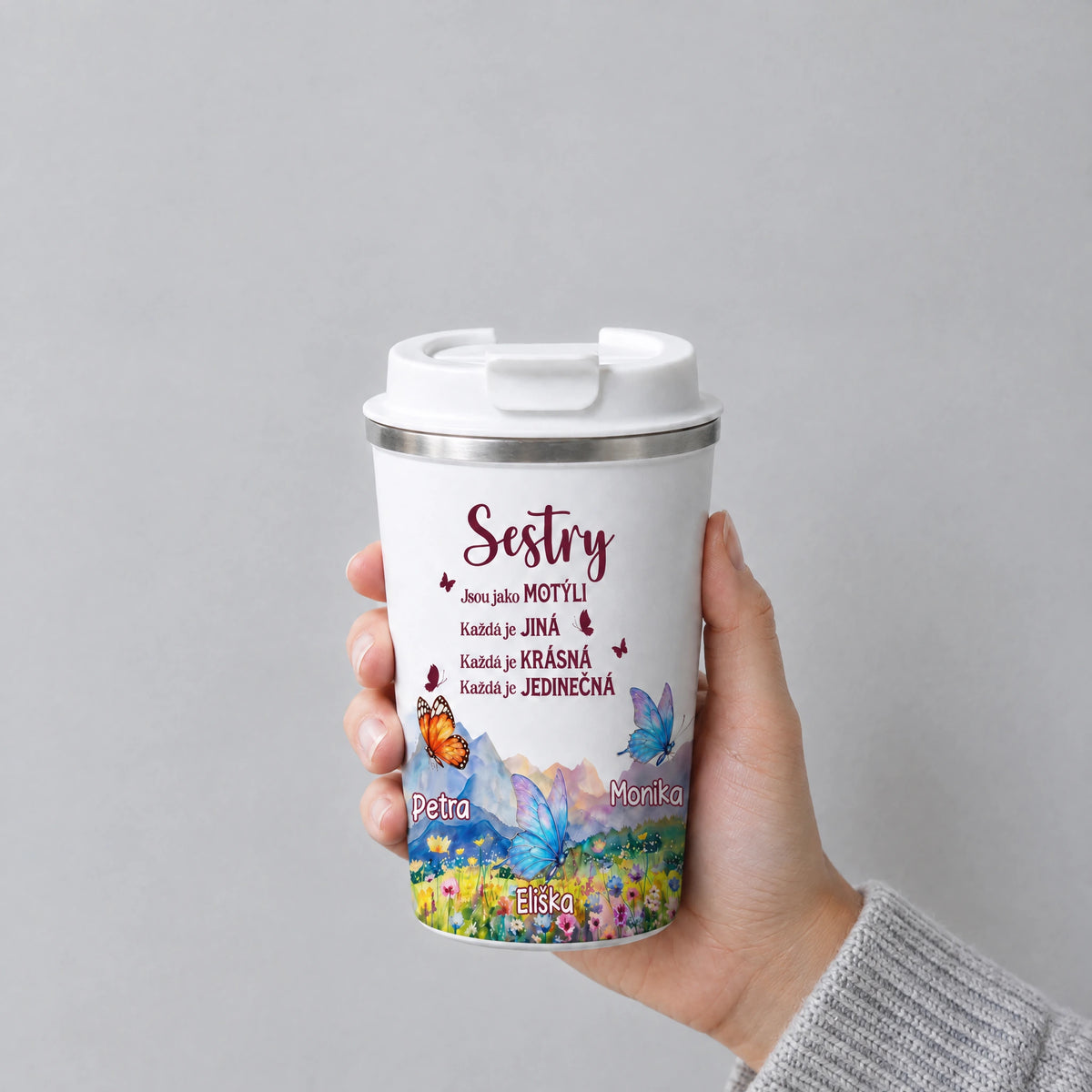 Dvoustěnný termohrnek 350 ml - Sestry jsou jako motýli