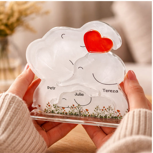 Akrylový plak - Puzzle – Sloní rodinka v objetí