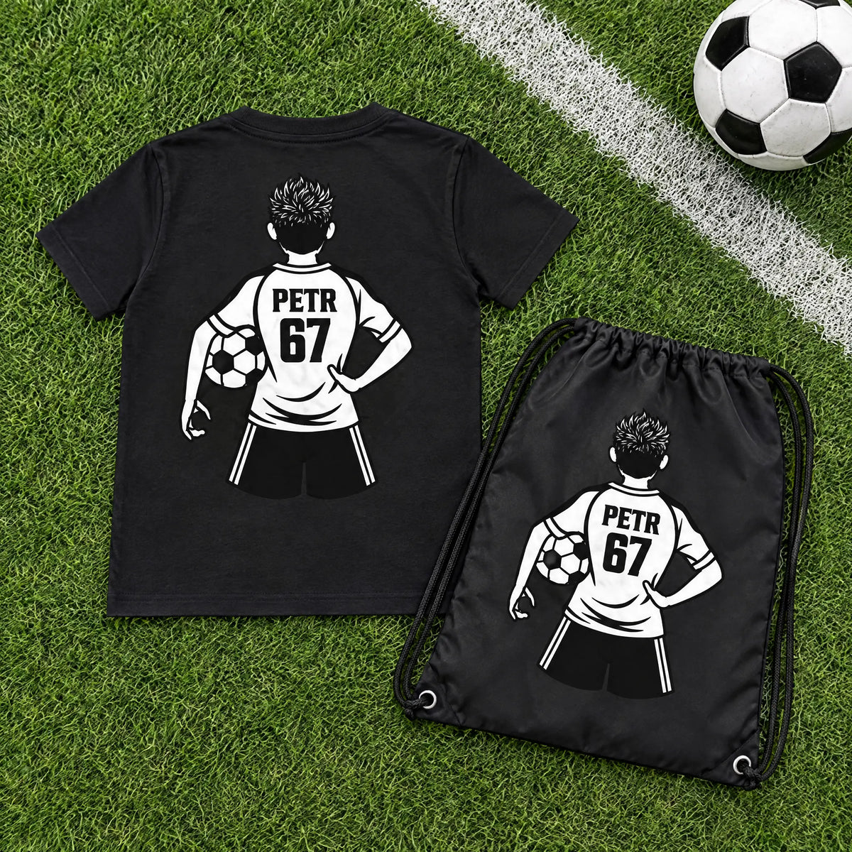 Dětský sportovní set – tričko a vak s vlastním jménem a číslem