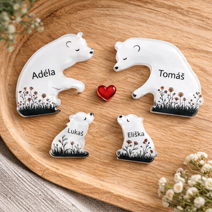 Akrylový plak - Puzzle medvědí rodinka v objetí