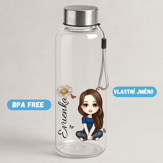 Láhev na pití z RPET, 500 ml, transparentní - s vlastním jménem
