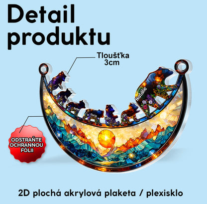 Akrylový lapač slunce – Medvědí rodina v horách