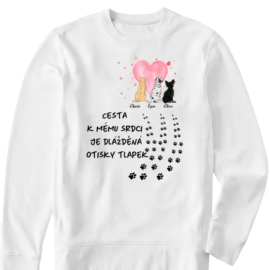 Mikina - Cesta k mému srdci je dlážděná otisky tlapek - Psi - Climo