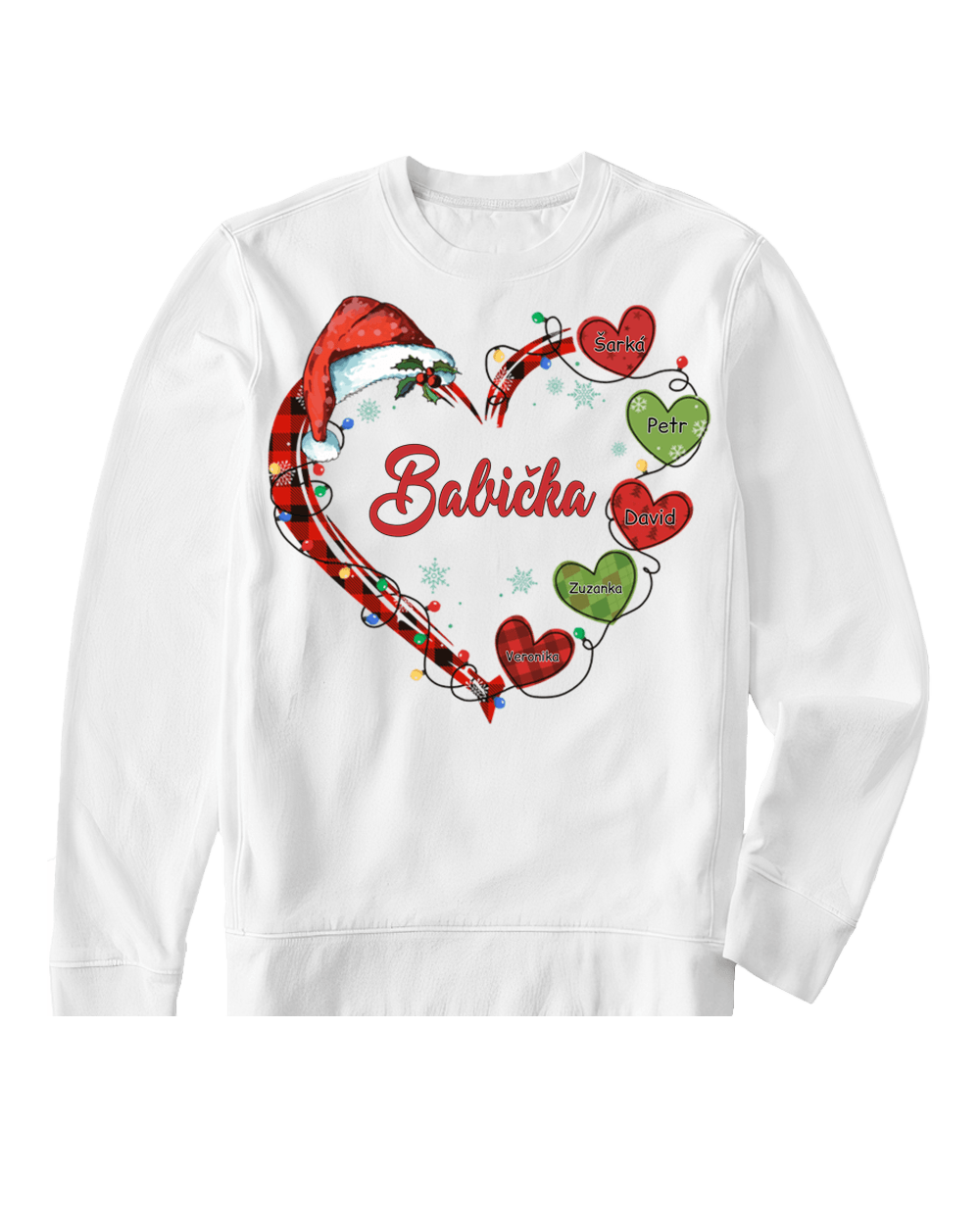 Mikina - Vánoční srdce babičky - Až 10 dětí