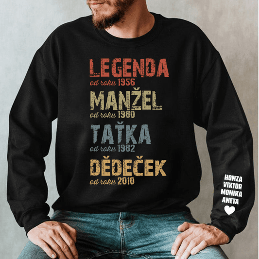 Hoodie - Legenda Manžel Taťka Dědeček - Až 10 dětí - Climo