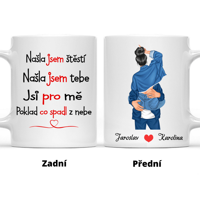 Hrnek - Líbající se pár 2. verze - Našla jsem štěstí. Našla jsem tebe. Jsi pro mě poklad, co spadl z nebe - Climo