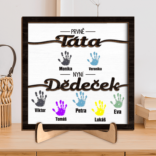 Dřevěná deska - Prvně Táta nyní Dědeček 2 - až 8 vnoučat - Climo.cz