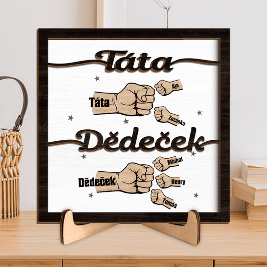 Dřevěná deska - Prvně Táta nyní Dědeček - až 8 vnoučat - Climo.cz