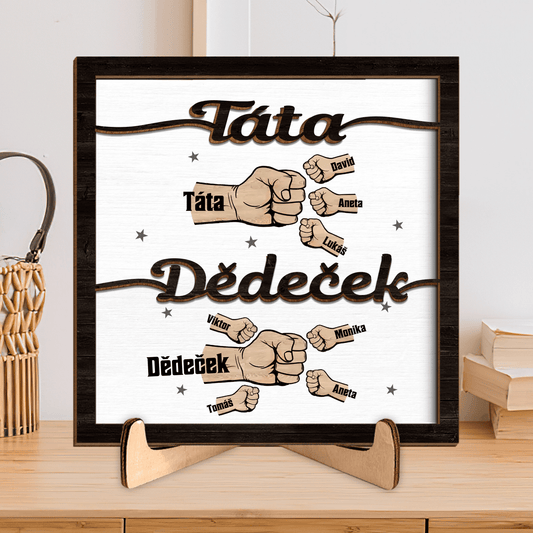 Dřevěná deska - Prvně Táta nyní Dědeček - až 8 vnoučat - Climo.cz
