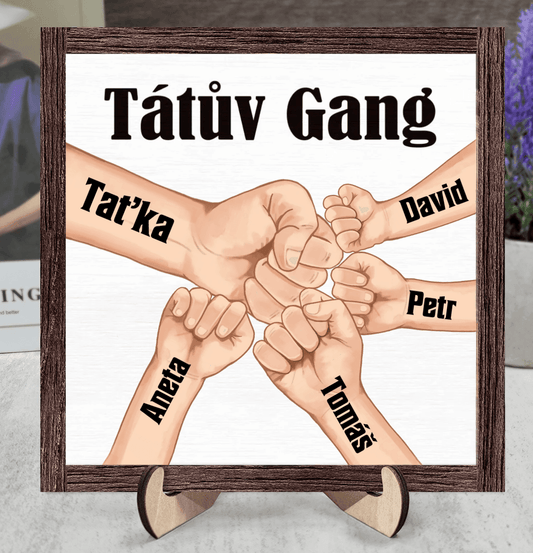 Dřevěná deska - Tátův gang- až 8 dětí - Climo.cz