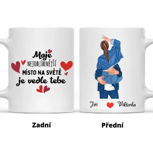 Hrnek - Líbající se pár 2. verze - Moje nejoblíbenější místo na světě je vedle tebe - Climo.cz