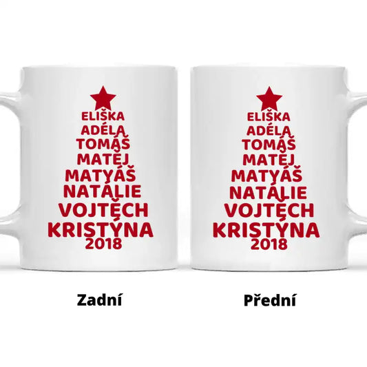 Hrnek - Strom s vánočními jmény - Až 8 jmen - Climo.cz
