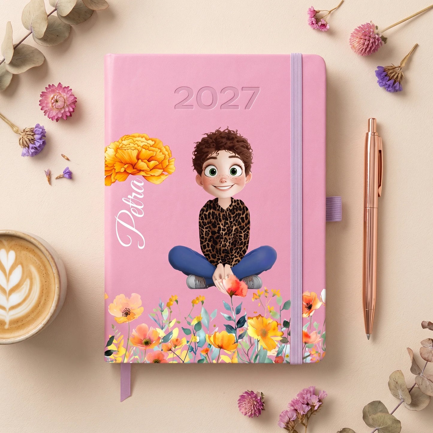 Personalizovaný týdenní diář A5 s vlastní postavičkou a jménem