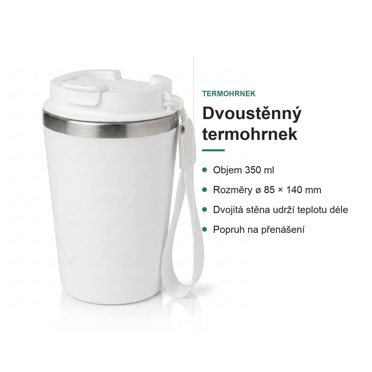 Dvoustěnný termohrnek s popruhem 350 ml - pro milovníky psů a koček