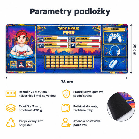 Personalizovaná podložka na stůl Comic XXL se jménem