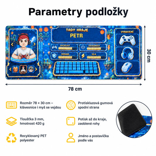 Personalizovaná podložka na stůl Voxel XXL se jménem