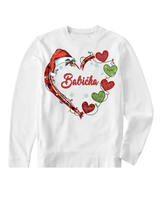 Mikina - Vánoční srdce babičky - Až 10 dětí - Climo.cz