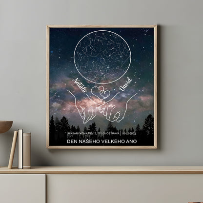 Plakat hvězdná mapa Vašeho okamžiku - Rám SOUČÁSTÍ balení