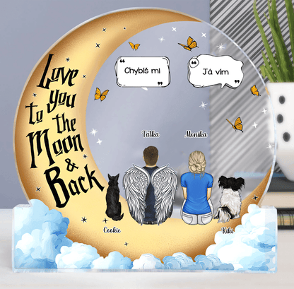 Akrylový plak - Love you to the moon and back - Až 6 mazlíčků