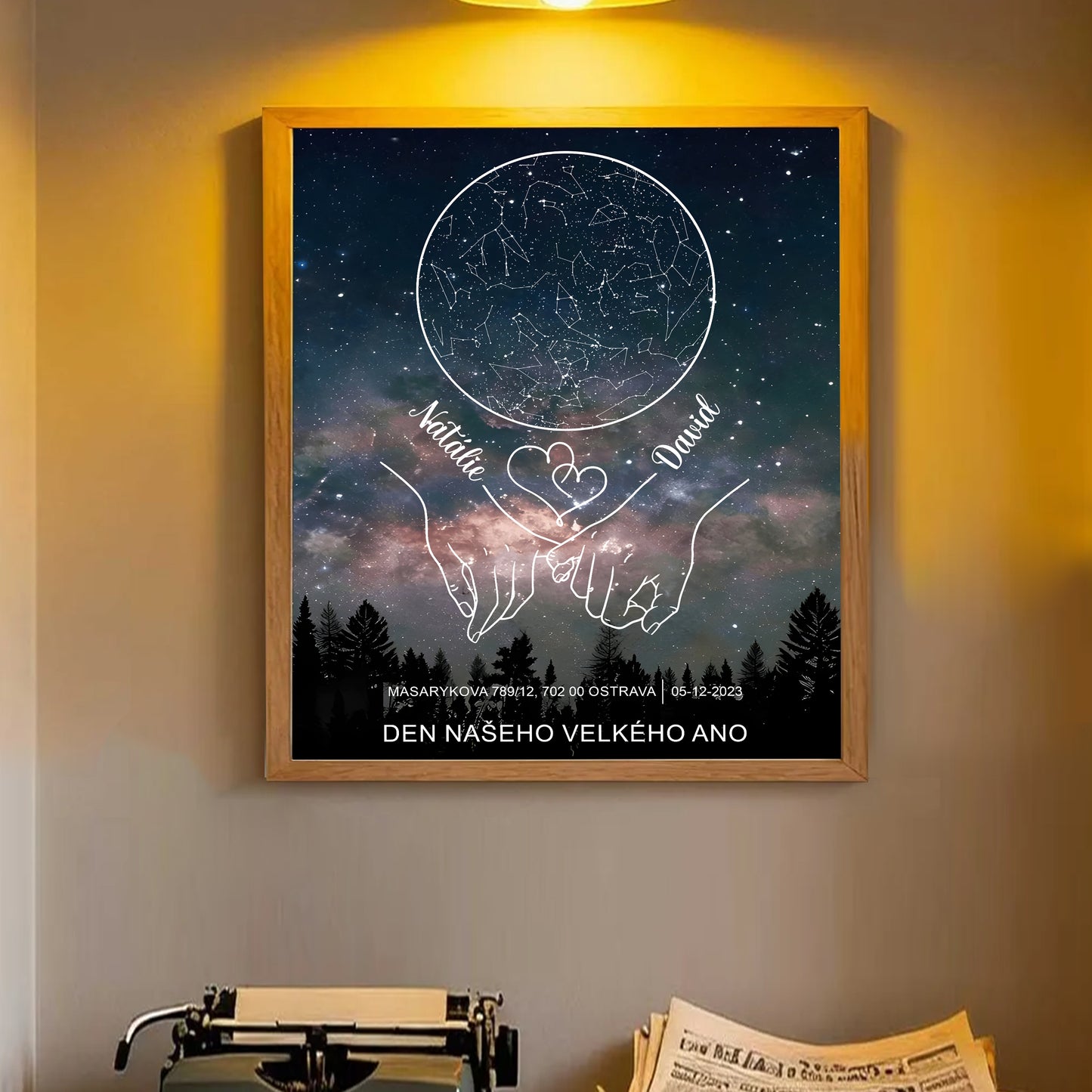 Plakat hvězdná mapa Vašeho okamžiku - Rám SOUČÁSTÍ balení