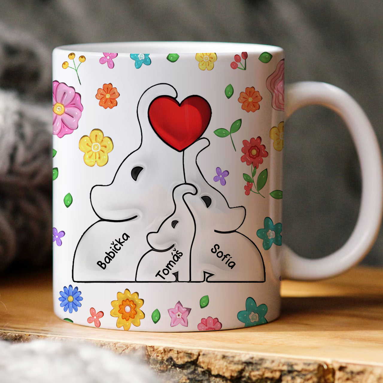 Hrnek pro maminku/babičku - Slon - Až 8 dětí