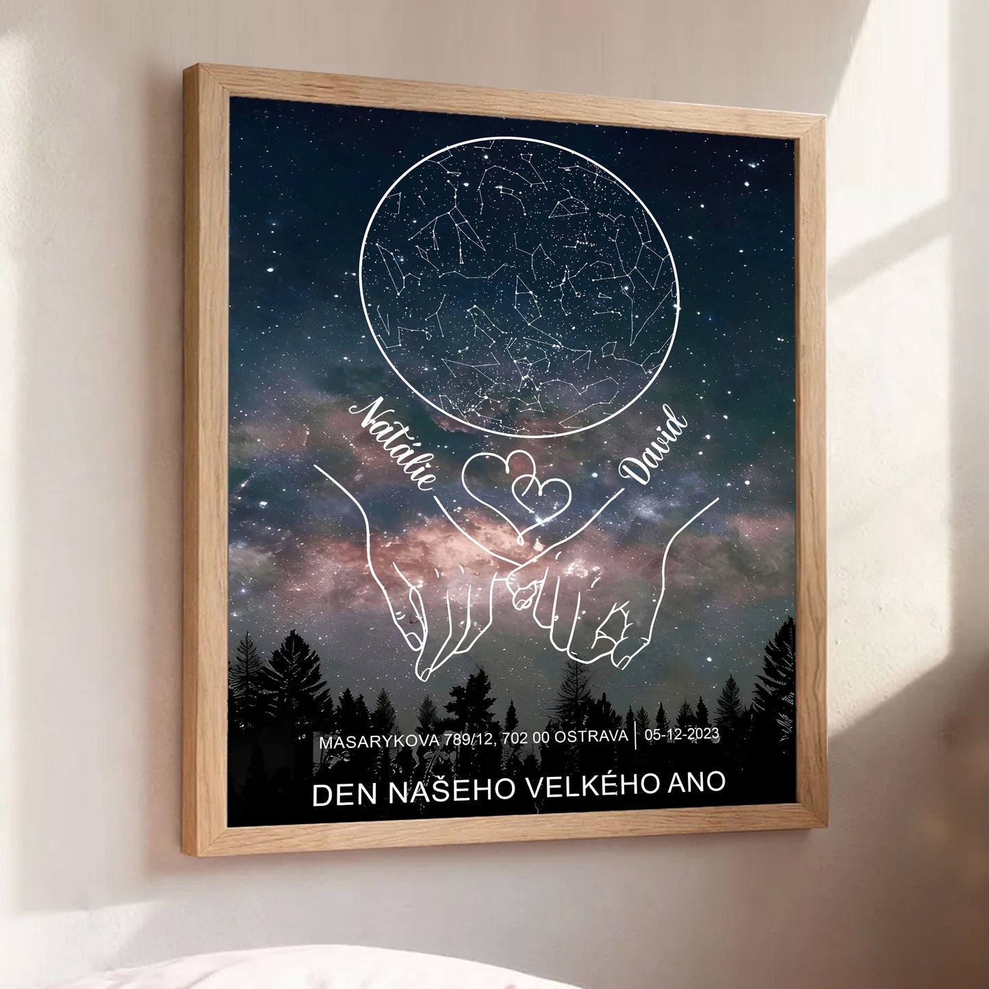 Plakat hvězdná mapa Vašeho okamžiku - Rám SOUČÁSTÍ balení