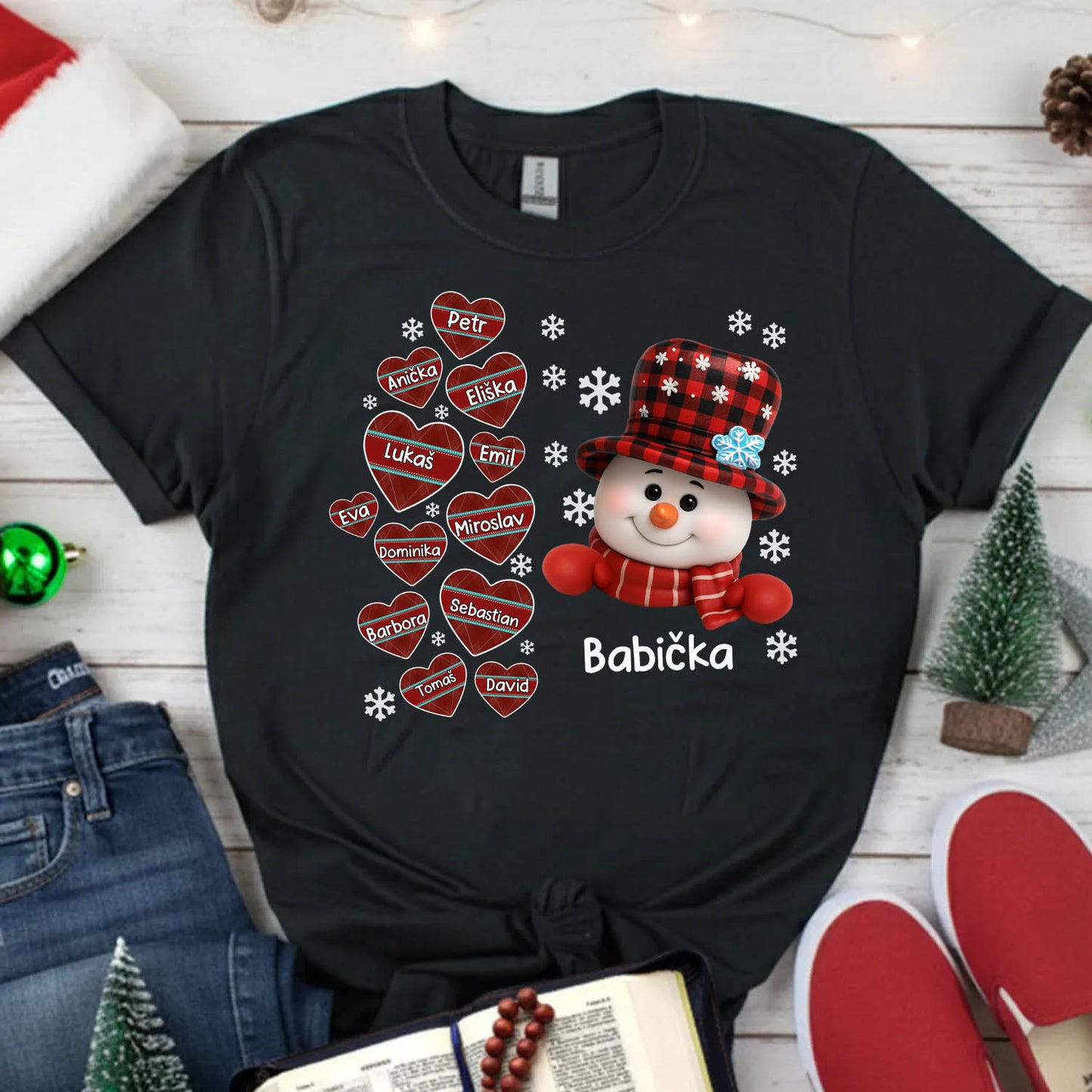 Personalizované tričko pro babičku s jmény vnoučat (max. 13 jmen)