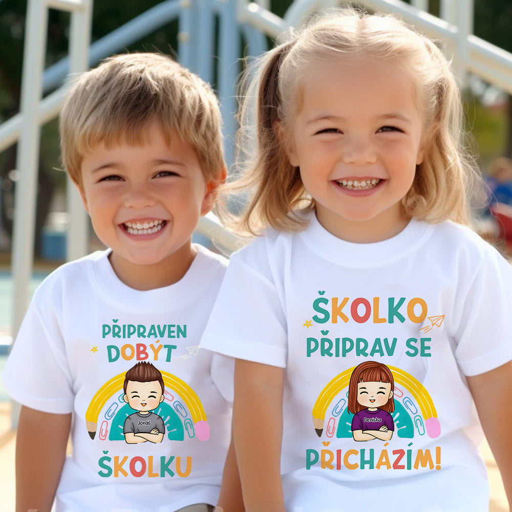 Sada 2 triček – Tričko do školky s vlastním jménem – 2 návrhy